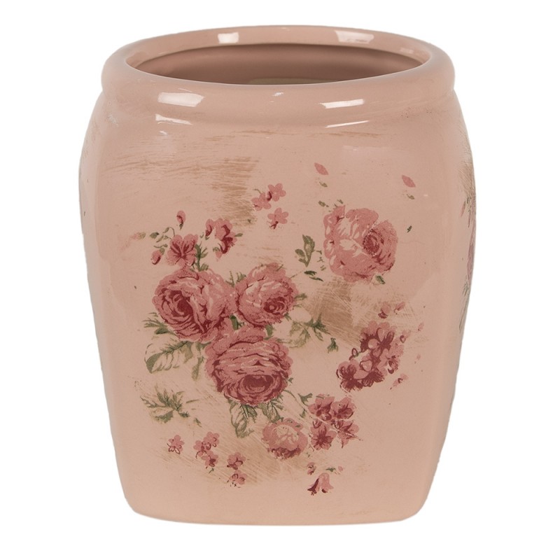 6CE1604M Bloempot  14x14x16 cm Roze Keramiek Bloemen Bloempot Binnen