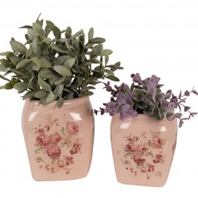 26CE1604M Bloempot  14x14x16 cm Roze Keramiek Bloemen Bloempot Binnen