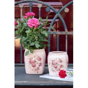 26CE1604M Planter 14x14x16 cm Pink Ceramic Flowers Indoor Planter