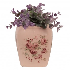 26CE1604S Planter 12x12x14 cm Pink Ceramic Flowers Indoor Planter