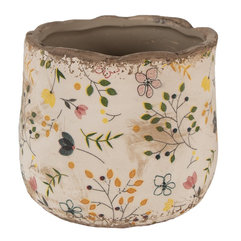 6CE1610S Bloempot  Ø 14x12 cm Beige Geel Keramiek Bloemen Bloempot Binnen