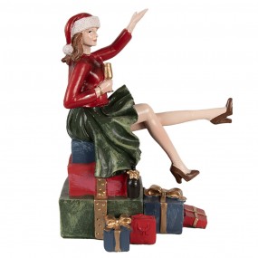 26PR3982 Christmas Decoration Figurine Woman 18 cm Red Polyresin