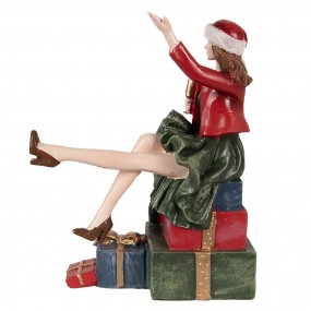 26PR3982 Christmas Decoration Figurine Woman 18 cm Red Polyresin