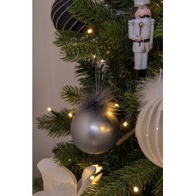 26GL3941 Palla di natale set di 4 Ø 8 cm Color argento Bianco Vetro Decorazioni Albero Natale