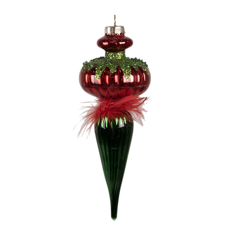 6GL4334 Christmas Bauble 18 cm Red Green Glass Christmas Tree Decorations