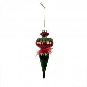 26GL4334 Christmas Bauble 18 cm Red Green Glass Christmas Tree Decorations