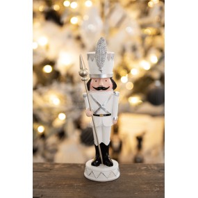 26PR3684 Figurine Nutcracker 18 cm White Polyresin Christmas Decoration