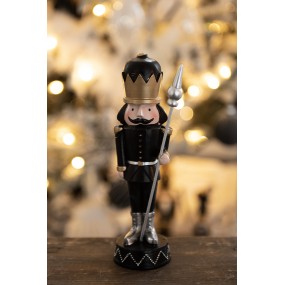 26PR3686 Figurine Nutcracker 23 cm Black Polyresin Christmas Decoration