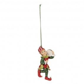 26PR3980 Weihnachtsanhänger Elf 11 cm Rot Grün Polyresin Weihnachtsbaumschmuck