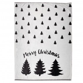 2BWX60-2 Throw Blanket 130x170 cm White Black Polyester Christmas Trees Blanket