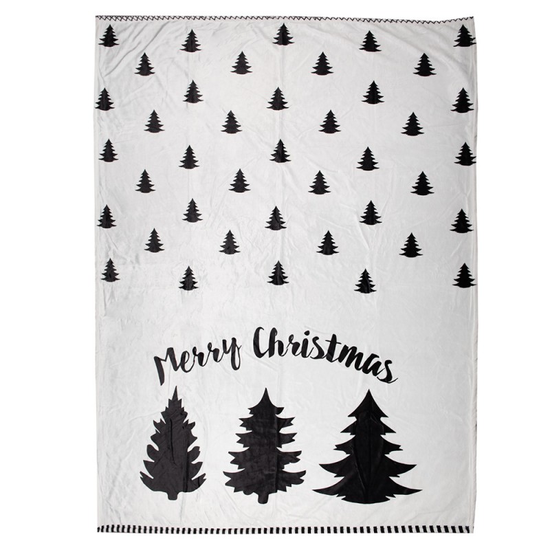 BWX60-2 Throw Blanket 130x170 cm White Black Polyester Christmas Trees Blanket
