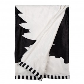 2BWX60-2 Couverture 130x170 cm Blanc Noir Polyester Sapins de Noël Plaid