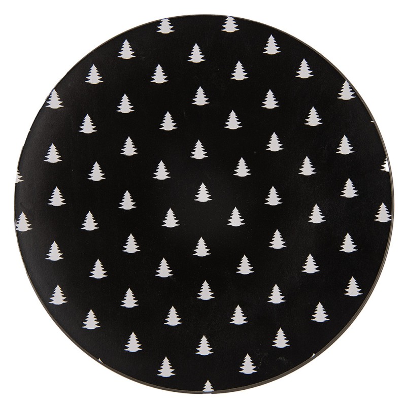 BWX85 Sous-assiette Ø 33 cm Noir Blanc Plastique Sapins de Noël