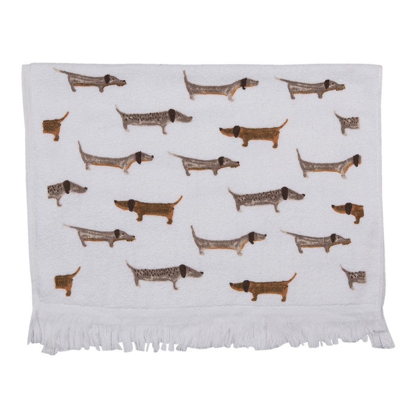 CT017 Guest Towel 40x66 cm White Brown Cotton Dogs Toilet Towel