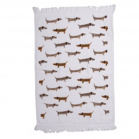 2CT017 Guest Towel 40x66 cm White Brown Cotton Dogs Toilet Towel