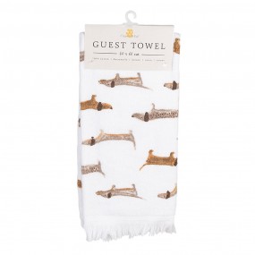 2CT017 Guest Towel 40x66 cm White Brown Cotton Dogs Toilet Towel