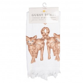 2CTKCS Guest Towel 40x66 cm White Brown Cotton Cats Rectangle Toilet Towel
