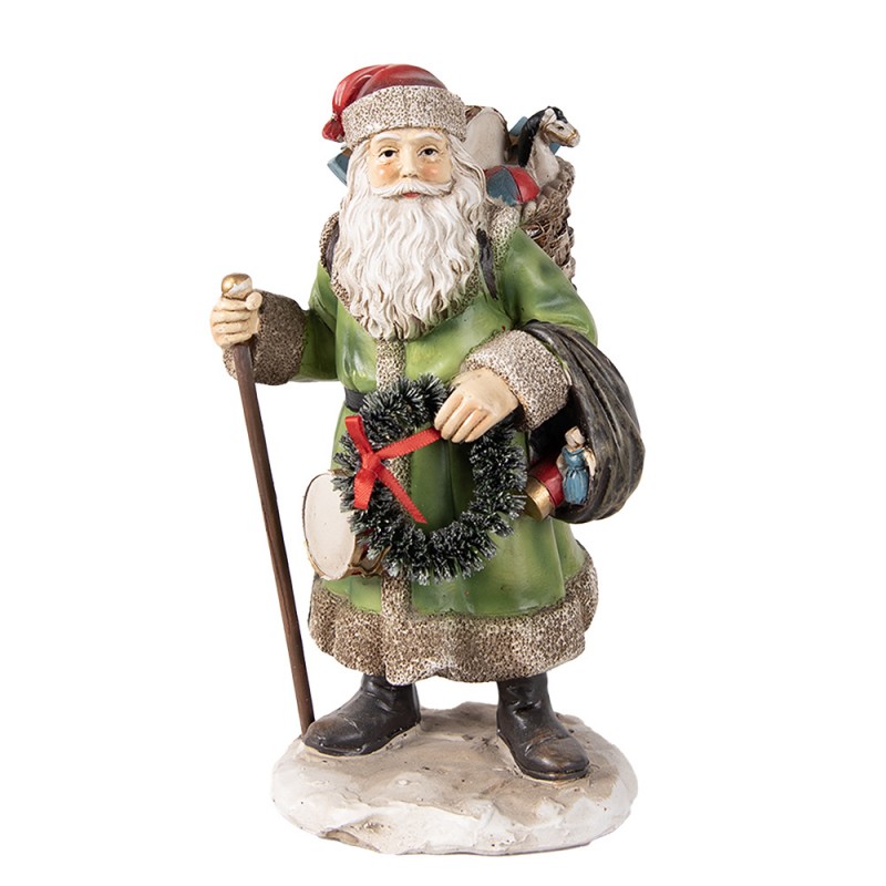 6PR3966 Christmas Decoration Figurine Santa Claus 20 cm Green Polyresin Christmas Figurines