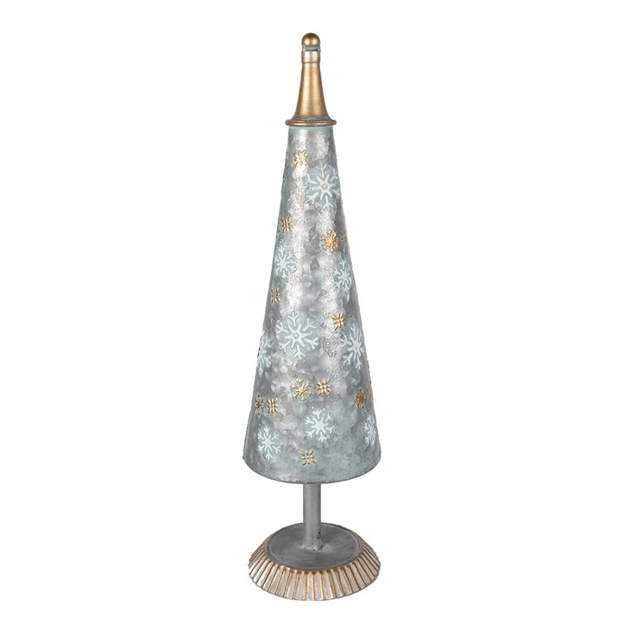 6y5463 Kerstdecoratie Beeld Kerstboom 47 Cm Grijs Goudkleurig Ijzer