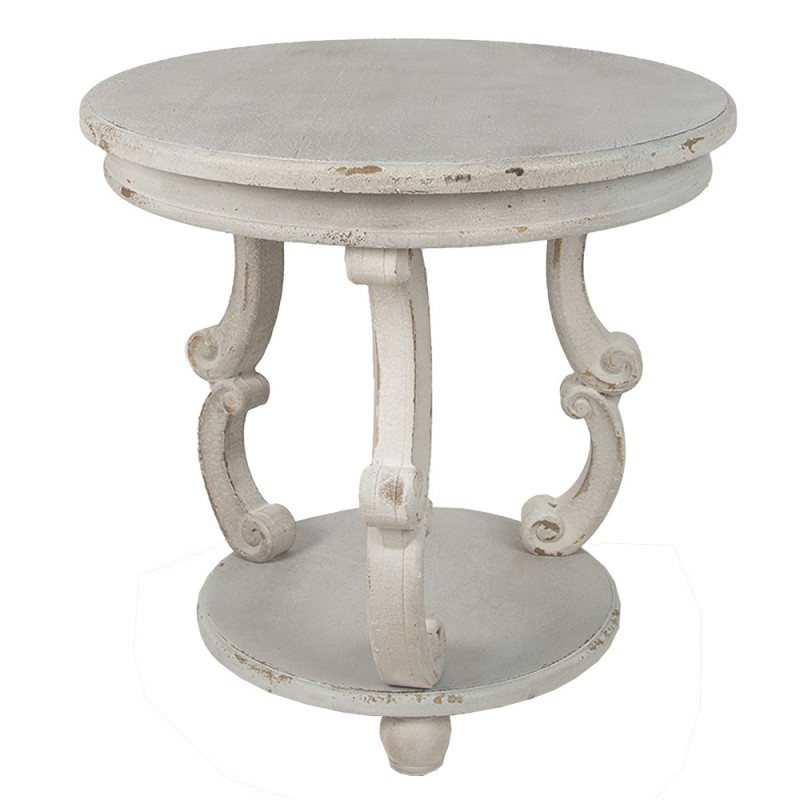 5H0675 Side Table Ø 66x64 cm Grey Wood Round Plant Table