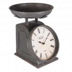 26KL0480 Table Clock 21x23x26 cm Black Iron Scale Round Indoor Table Clock