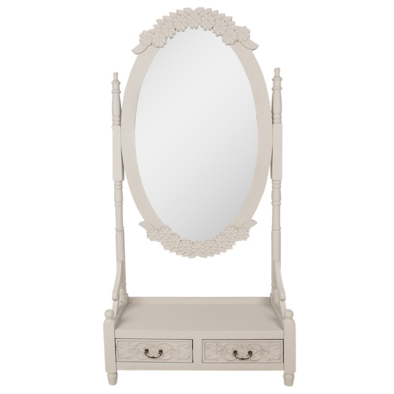 52S295 Standing Mirror 85x30x180 cm Grey Wood product Oval