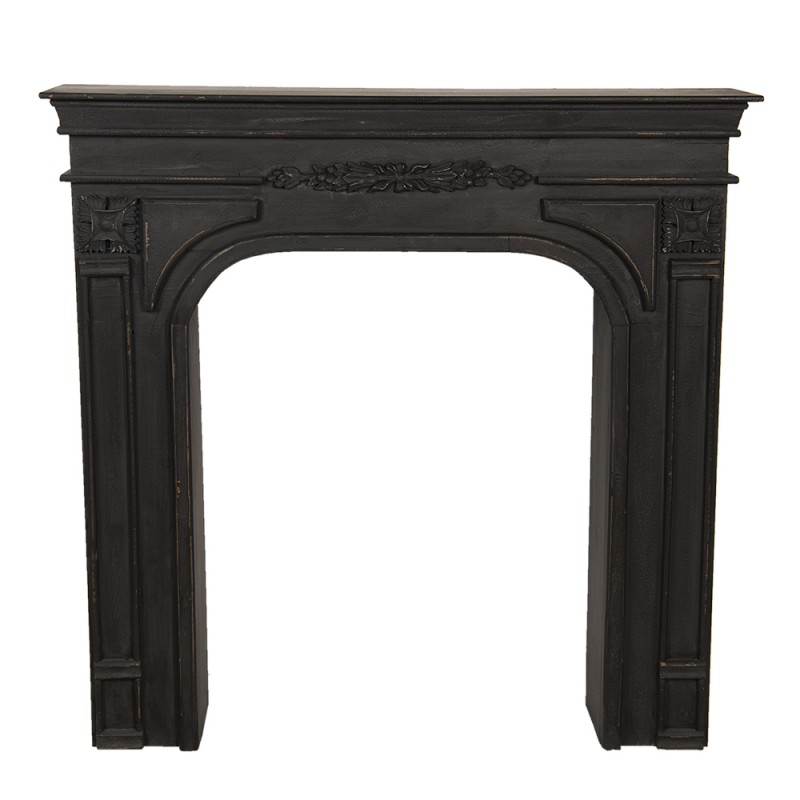 5H0382Z Fireplace Surround 102x18x103 cm Black Wood Rectangle Mantelpiece