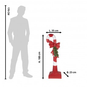 25PR0127 Kerstdecoratie Beeld Zuurstok 100 cm Rood Wit Polyresin Kerstfiguren