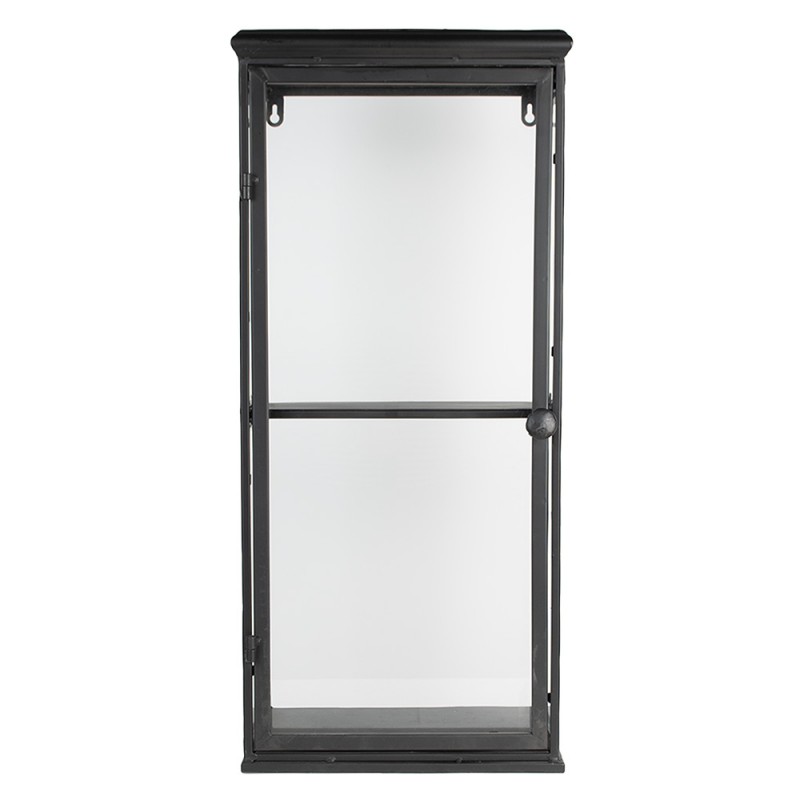 50702 Display Cabinet 31x21x70 cm Black Iron Glass Wall Cabinet