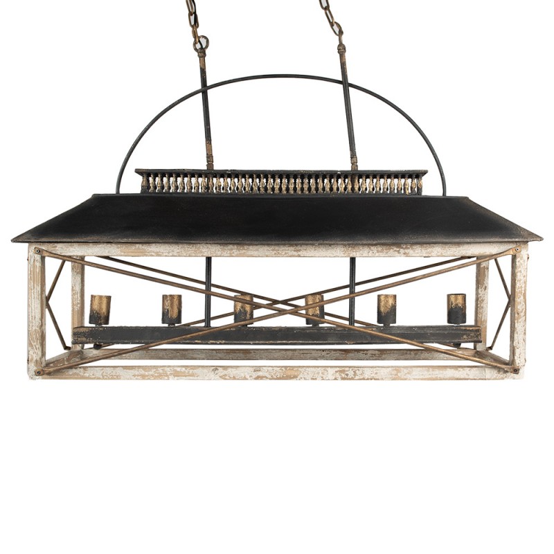 5LMP370 Lampes à suspension 99x30x70 cm Noir Marron Fer Bois Lampe de table à manger