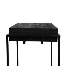 250749 Plant Table 31x31x65 cm Black Iron Wood Square Side Table