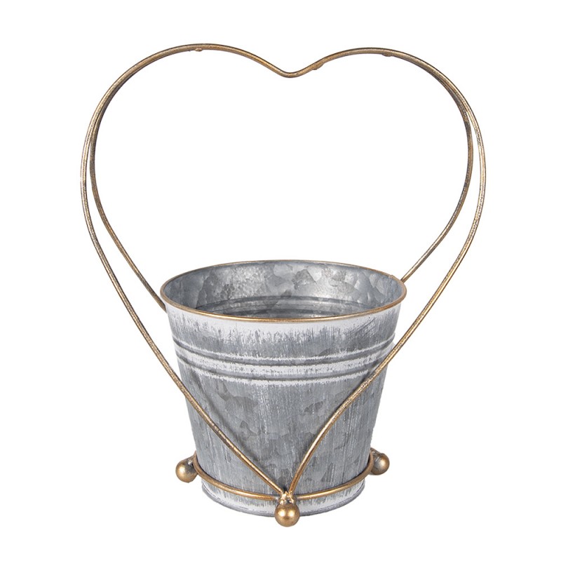 6Y5469 Plant Holder 29 cm Grey Gold colored Iron Planter