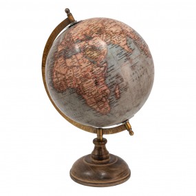 264915 Globe 22x37 cm Blue Pink Wood Iron Round Globus