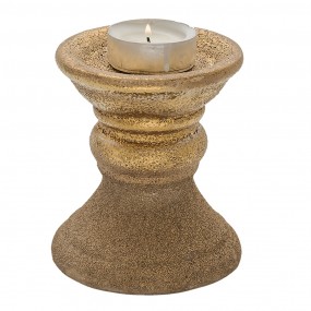 26CE1301 Kerzenständer 15 cm Goldfarbig Keramik Rund Kerzenständer