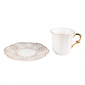 26CEKS0003 Cup and Saucer 95 ml White Gold colored Porcelain Tableware