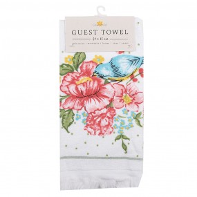 2CTCHB Guest Towel 40x66 cm White Pink Cotton Flowers Rectangle Toilet Towel