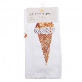 2CTFAS Guest Towel 40x66 cm White Pink Cotton Ice Cream Rectangle Toilet Towel