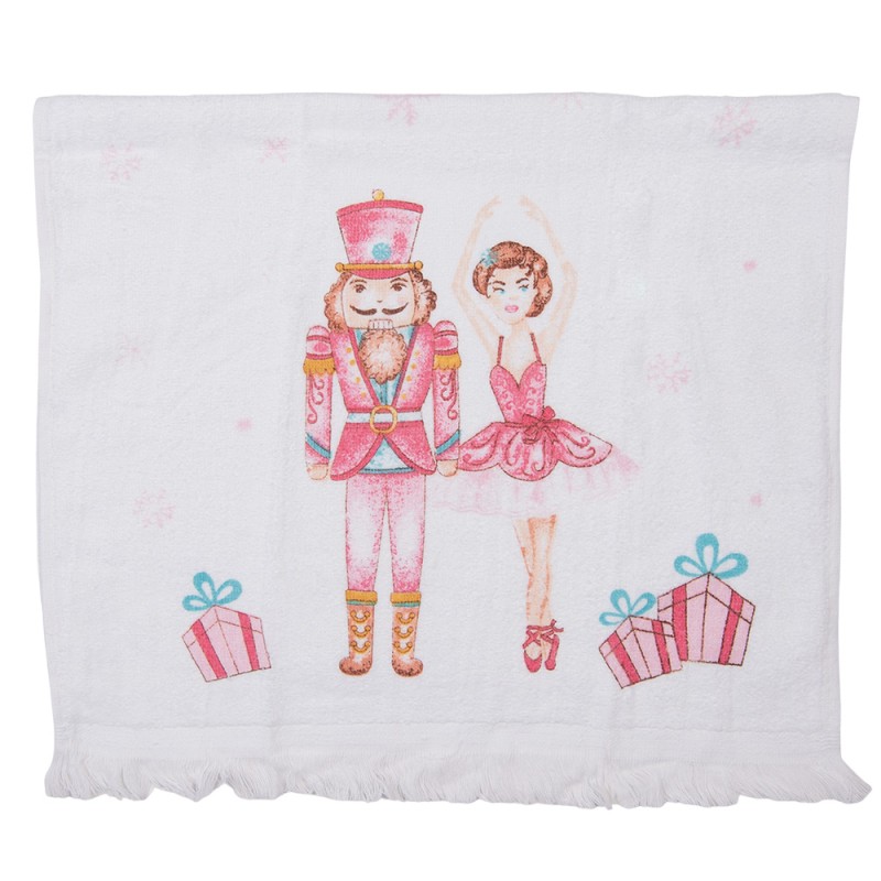 CTPNC Guest Towel 40x66 cm White Pink Cotton Nutcracker and Ballet Dancer Rectangle Toilet Towel