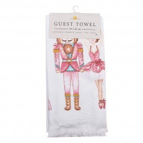 2CTPNC Guest Towel 40x66 cm White Pink Cotton Nutcracker and Ballet Dancer Rectangle Toilet Towel