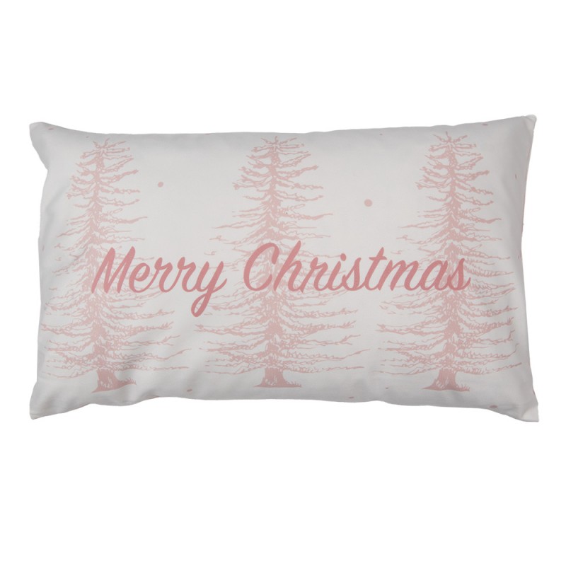 SWC36-2 Kussenhoes  30x50 cm Roze Wit Polyester Kerstbomen Rechthoek Sierkussenhoes