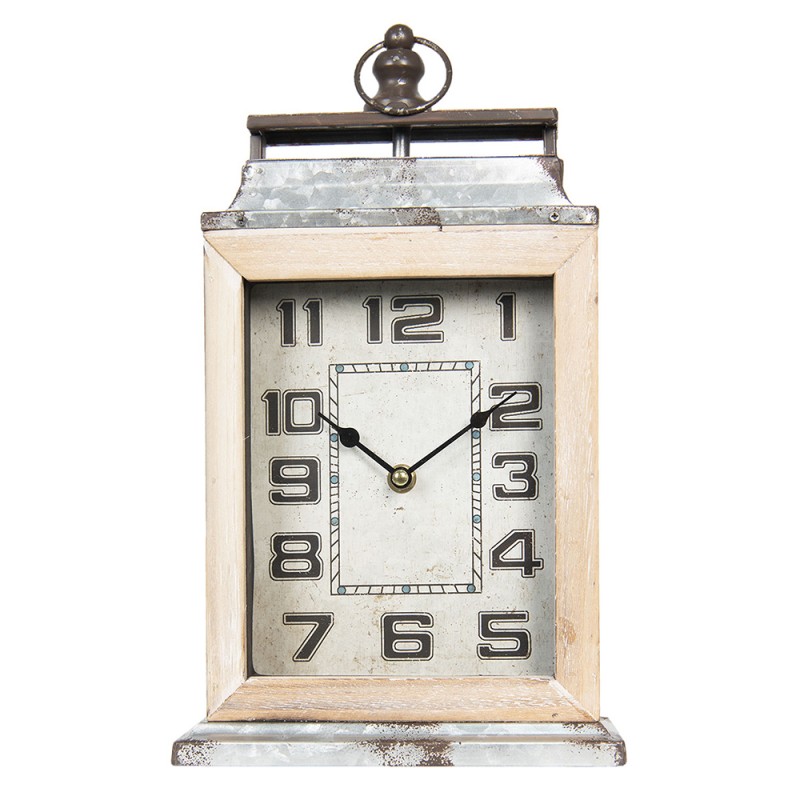 6KL0539 Table Clock 20*8*34 cm / 1xAA Grey Metal Rectangle Table Clocks