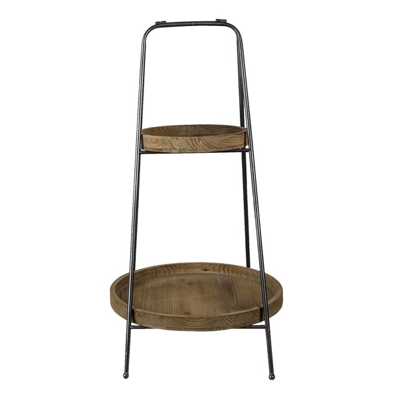 5Y0913 2-Tiered Stand Ø 49x74 cm Brown Iron Round Fruit Bowl Stand