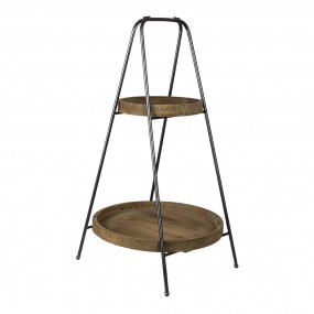 25Y0913 2-Tiered Stand Ø 49x74 cm Brown Iron Round Fruit Bowl Stand