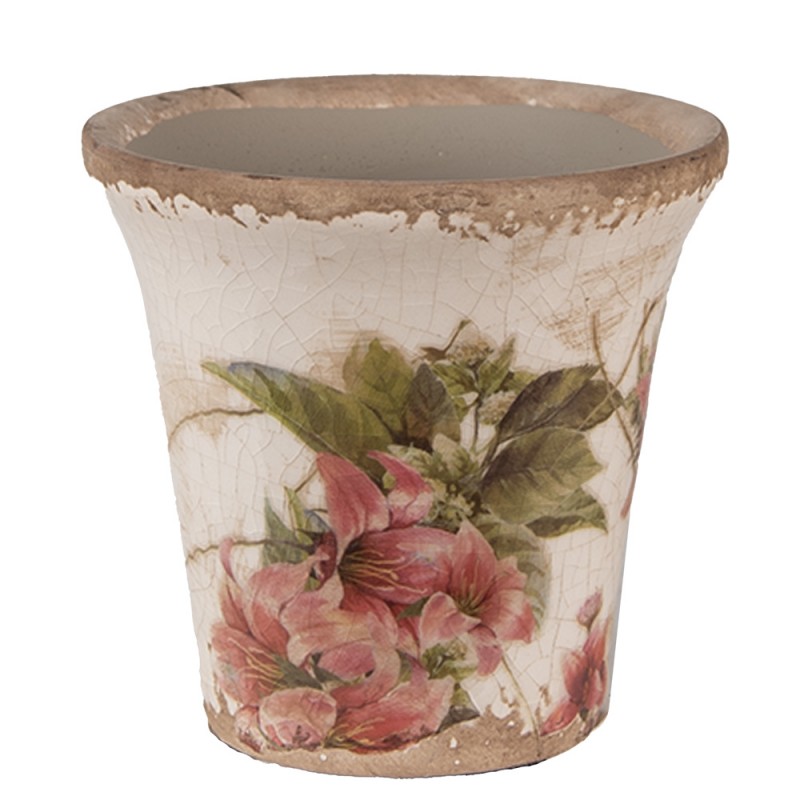 6CE1627S Pot de fleurs Ø 9x8 cm Beige Rose Céramique Fleurs Pot de fleurs d'intérieur