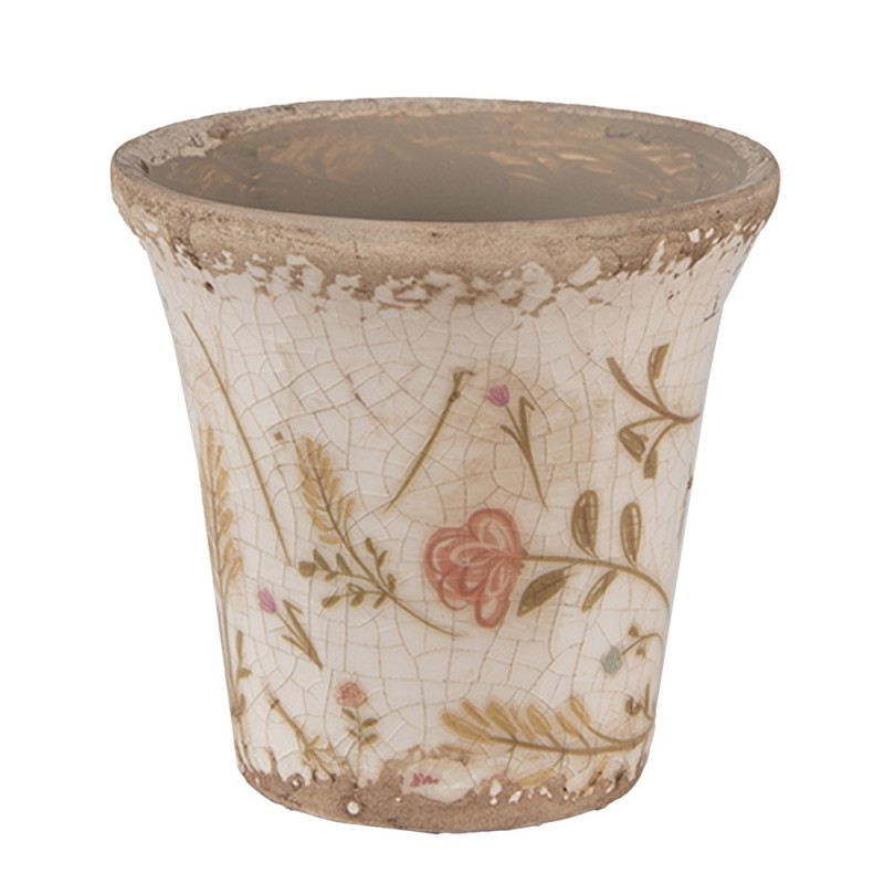 6CE1629S Fioriera Ø 9x8 cm Beige Rosa  Ceramica Fiori  Fioriera per interni