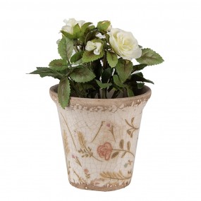 26CE1629S Fioriera Ø 9x8 cm Beige Rosa  Ceramica Fiori  Fioriera per interni