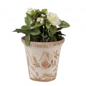 26CE1629S Pot de fleurs Ø 9x8 cm Beige Rose Céramique Fleurs Pot de fleurs d'intérieur