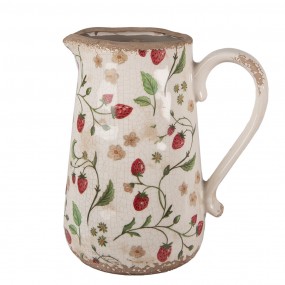 26CE1633L Decoration can 21x15x23 cm Beige Red Ceramic Strawberries Pitcher