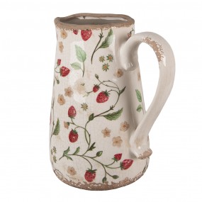 26CE1633L Decoration can 21x15x23 cm Beige Red Ceramic Strawberries Pitcher