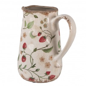 26CE1633M Decoration can 16x12x18 cm Beige Red Ceramic Strawberries Pitcher